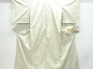 横段に抽象模様織出し本場白大島紬着物・道中着アンサンブル